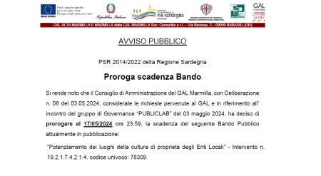 Proroga scadenza Bando