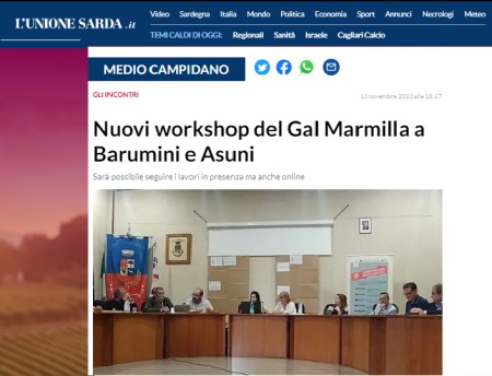 Nuovi workshop del Gal Marmilla