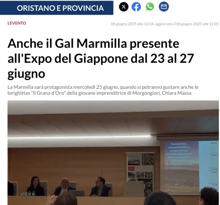 Anche il Gal Marmilla presente all&#039;Expo del Giappone dal 23 al 27 giugno